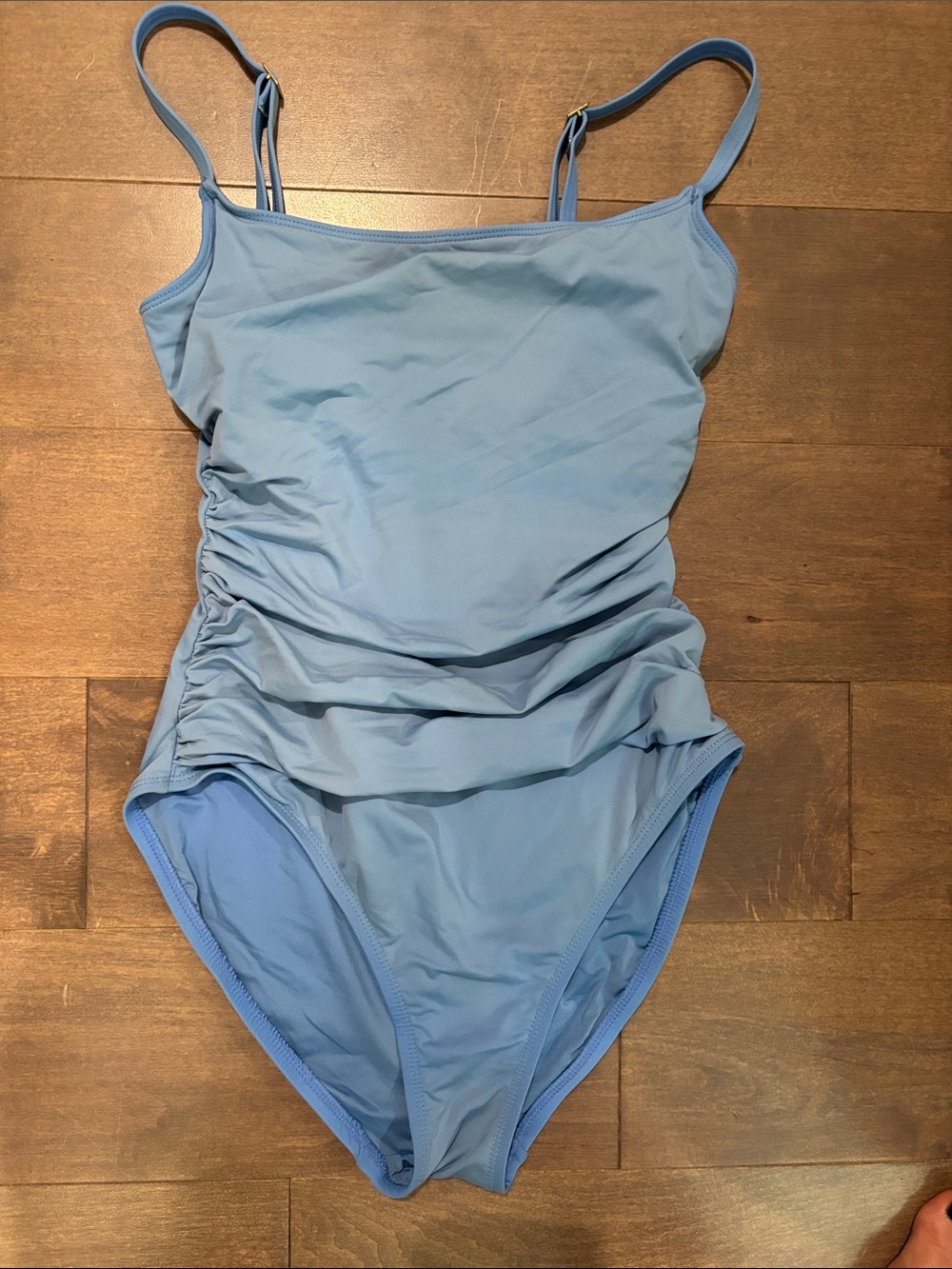 La Blanca Light Blue Ruched One-Piece Swimsuit